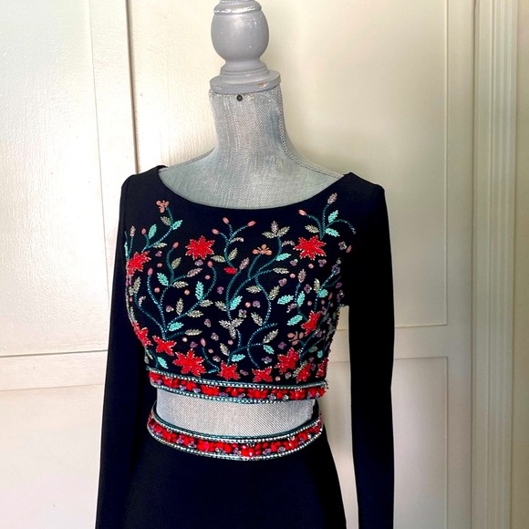 ROYAL QUEEN COLLECTION 🖤BLACK🖤 BEADED SPECIAL OCCASION 2PC DRESS SIZE 4🌟NWT🌟 - Picture 4 of 16